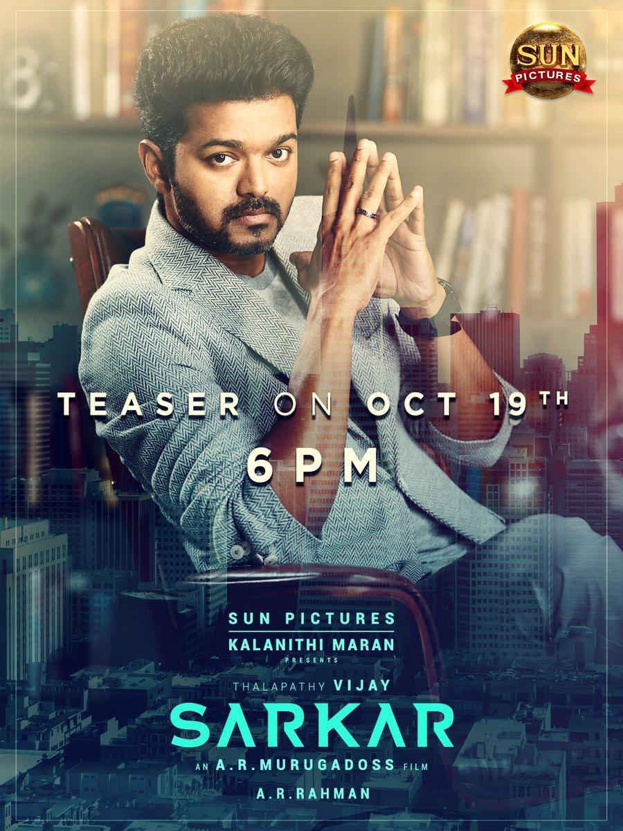 Sarkar Teaser to release on Oct 19! Tamil Movie, Music Reviews and News