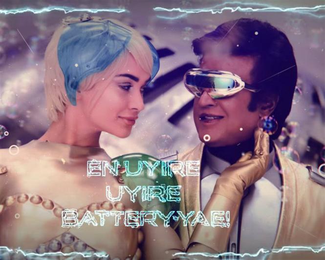 2.0: Lyric Videos released for Raajali, Enthira Logathu Sundariyae