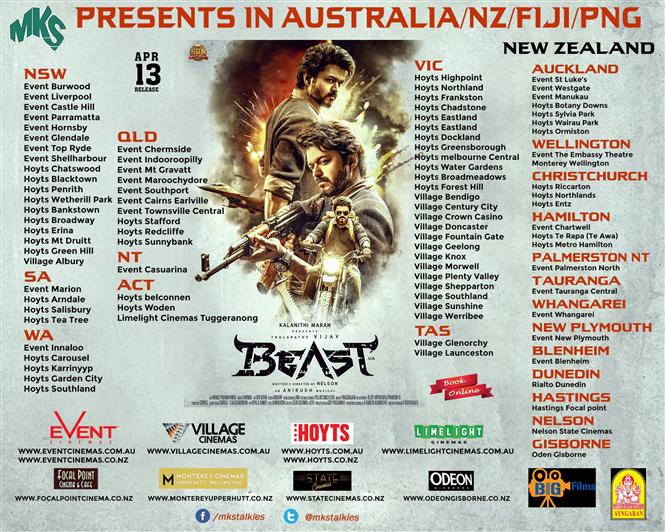 Beast - Australia and New zealand Theater List 
