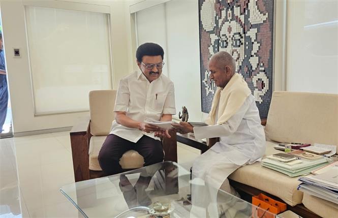 CM MK Stalin Meets Ilaiyaraaja, Lauds His Historic Symphony Performance in London