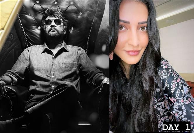 Coolie shooting begins! Shruthi Haasan drops selfie from Rajinikanth's film sets!
