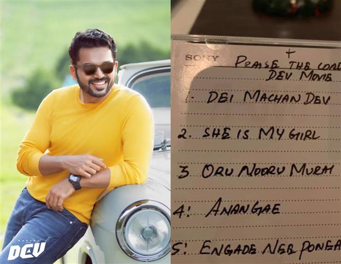 Dev Tracklist: 5 songs for Karthi's film from Harris Jayaraj!