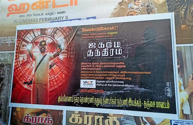 Dhanush Fans Put Up Posters For Releasing Jagame Thandhiram In Theaters Tamil Movie Music Reviews And News