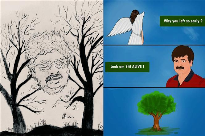 Mixed Painting Of Tamil Actor Ajith Kumar - Desi Painters