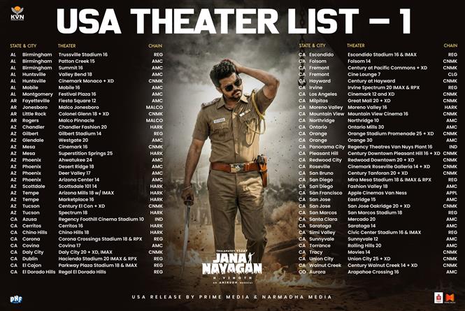 Jana Nayagan USA Theater List - Tamil 