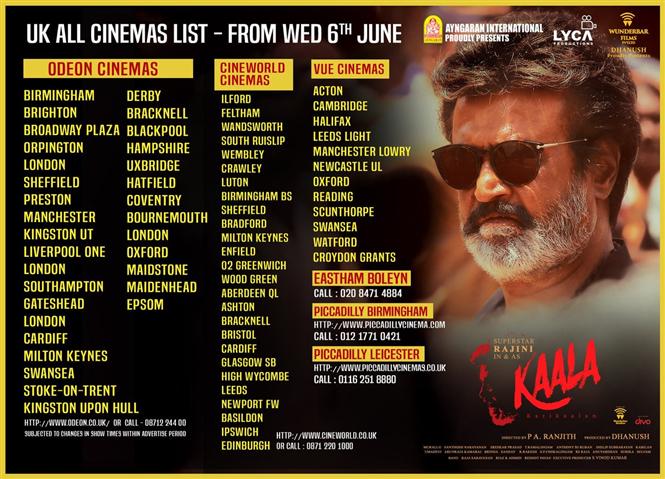 Kaala UK Theatre list
