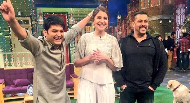 Salman Khan and Anushka Sharma on the sets of The Kapil Sharma Show