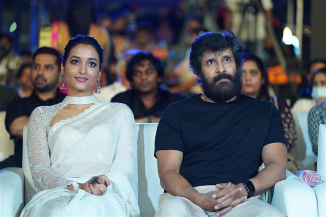 Spotted: Actor Vikram at Cobra Audio Launch post health scare