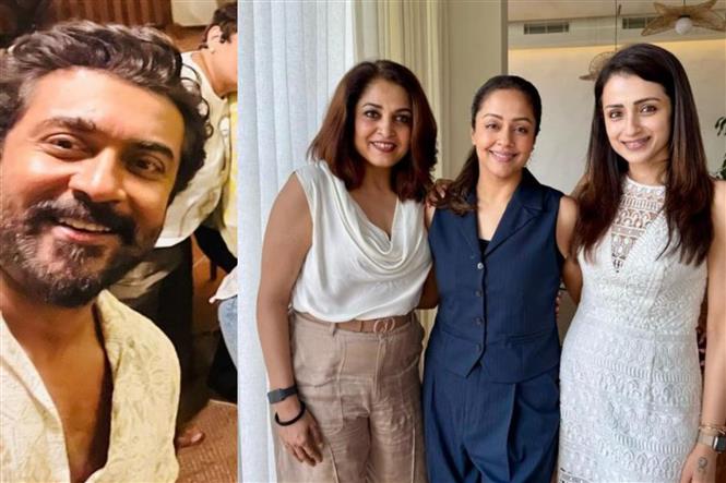 Suriya 45: Suriya poses with Trisha, Jyotika, Ramya Krishnan