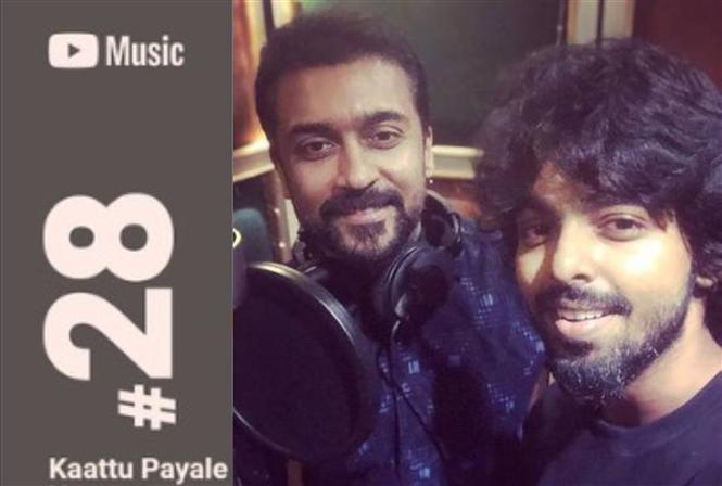 Suriya thanks G.V. Prakash for Kaattu Payale's top music ranking!