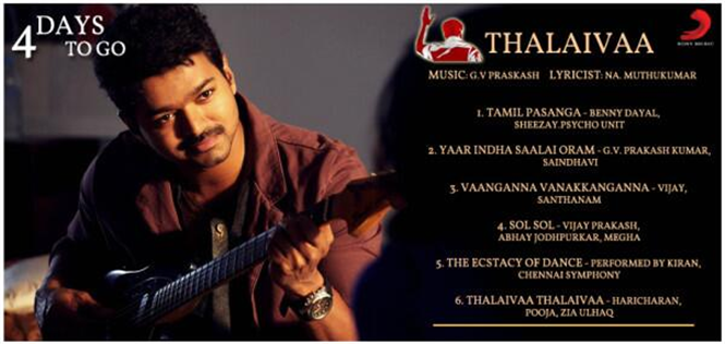 Thalaivaa Official Audio Tracklist