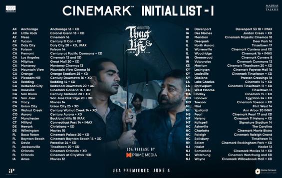 Thug Life USA Theater List 