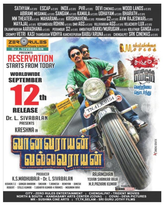 Vaanavarayan Vallavarayan Reservation Starts from Today Tamil Movie ...