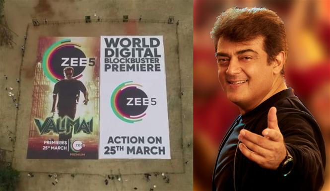 Valimai on Zee 5 announced with a 10000 sq ft. poster!