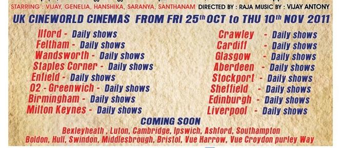 Velayudham Big release all over UK